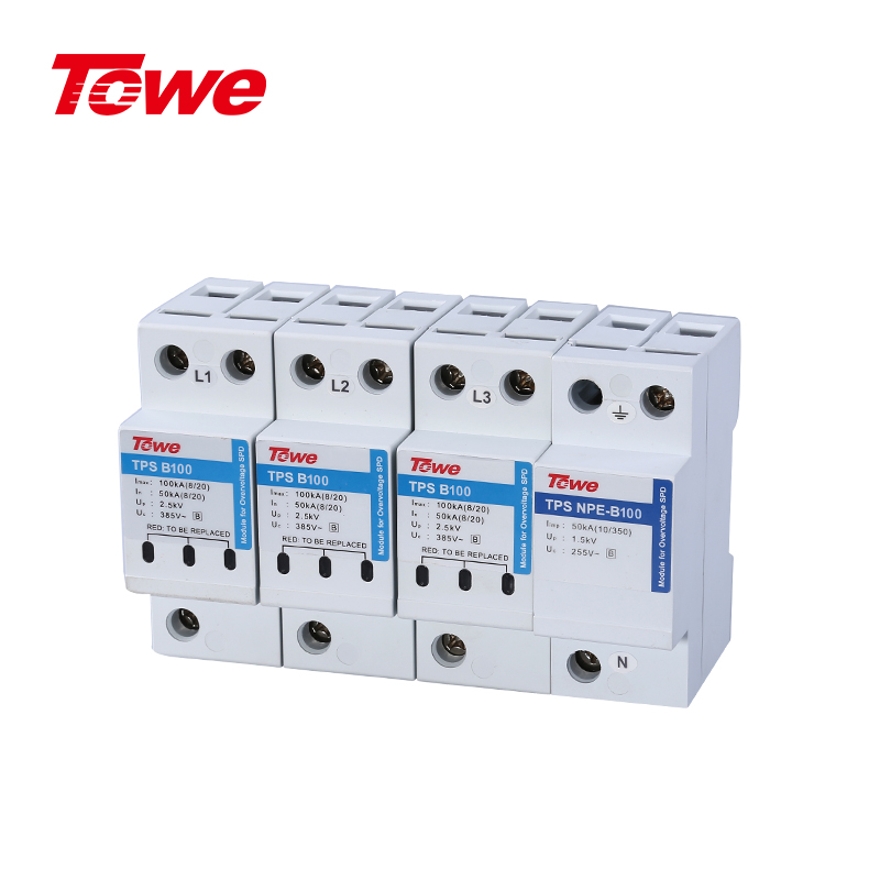 高能量100KA電源電涌保護器B級防護組合 TPS B100 4P/TPS B100 3P+N/TPS B100 3P/TPS B100 2P/TPS B100 1P+N/TPS B100 1P/TPS NPE(B100)