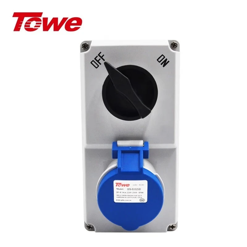 TOWE同為IP44防濺防潑CEE/IEC固定式工業(yè)插座 戶(hù)外防水電氣附加裝置插頭插座 IPS-S316SB IPS-S332SB