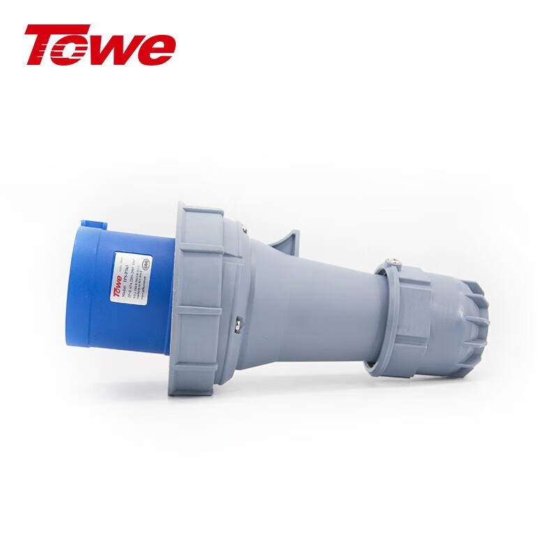 尼龍 2P+E 三芯 63A 220V-250V IP67，藍(lán)灰，工業(yè)插頭，公頭
