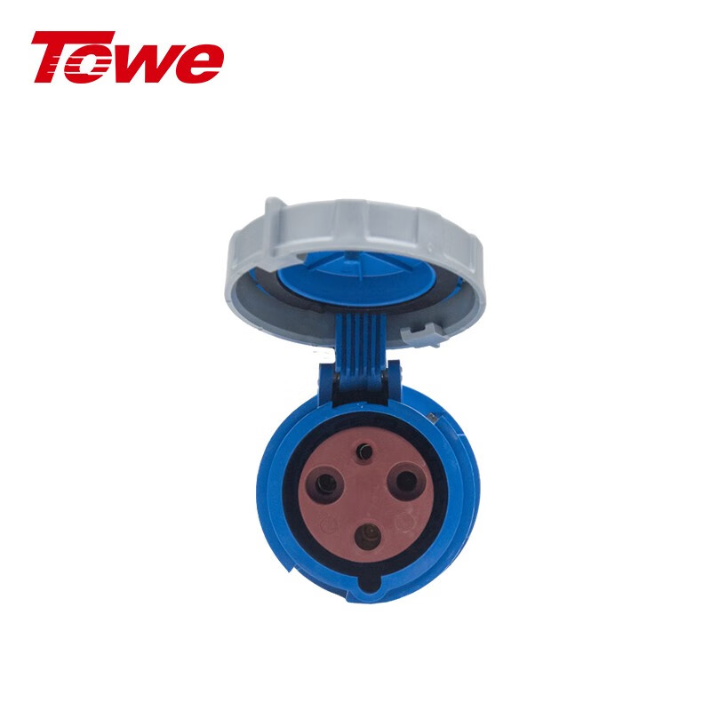 尼龍 2P+E 三芯 63A 220V-250V IP67，藍(lán)灰，工業(yè)連接器，母頭
