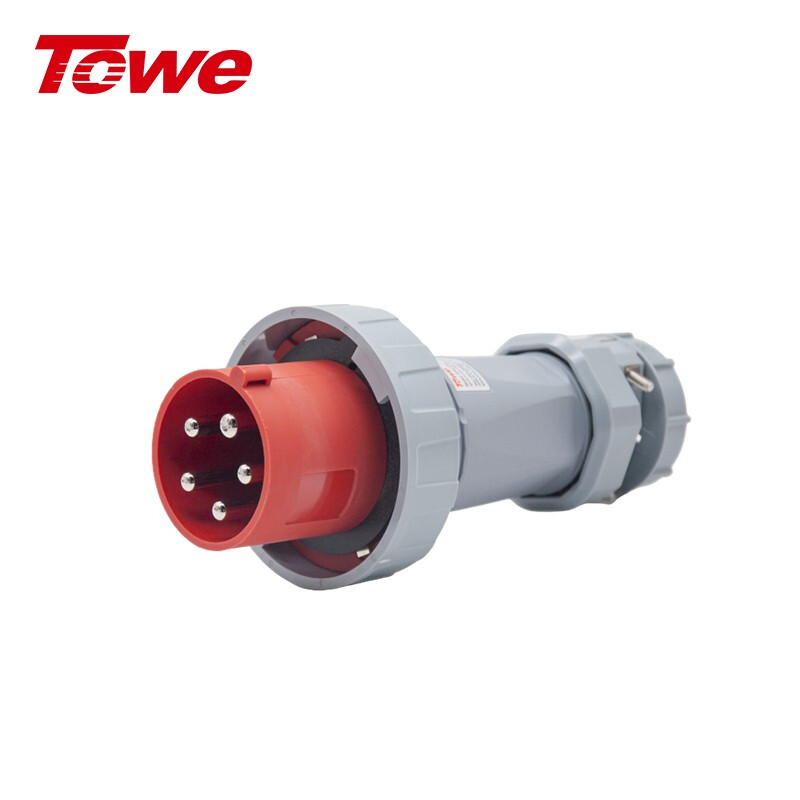 TOWE同為IP67防浸防塵CEE/IEC工業插頭工業連接器耦合器 高等級安全戶外防水電氣63A 超大功率 5芯3P+N+E公母對接工業插頭插座 IPS6-P563 IPS6-S563