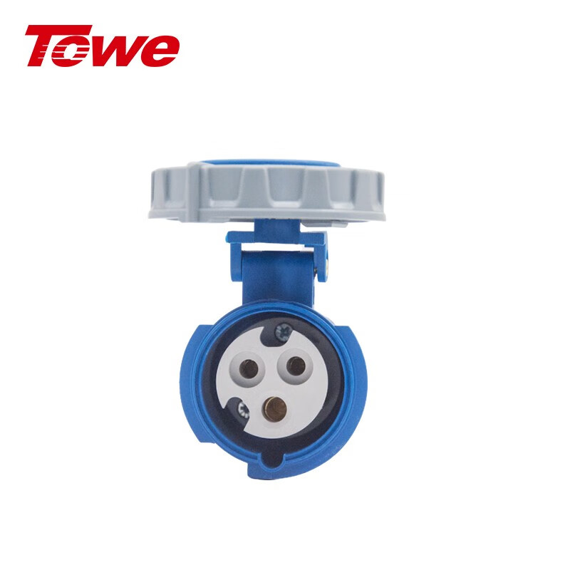 尼龍 2P+E 三芯 32A 220V-250V IP67，藍灰，工業連接器，母頭