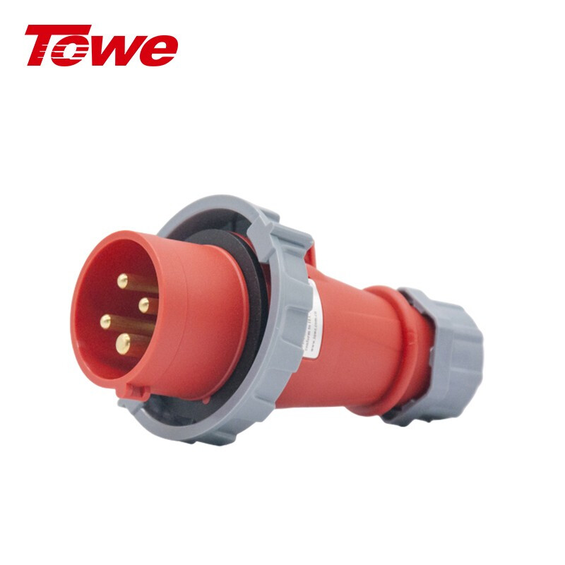 尼龍 3P+E 四芯 16A 380-415V IP67，紅灰，工業連接器，公頭