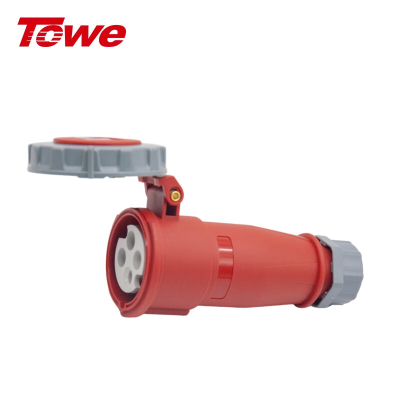 尼龍 3P+E 四芯 16A 380-415V IP67，紅灰，工業連接器，母頭