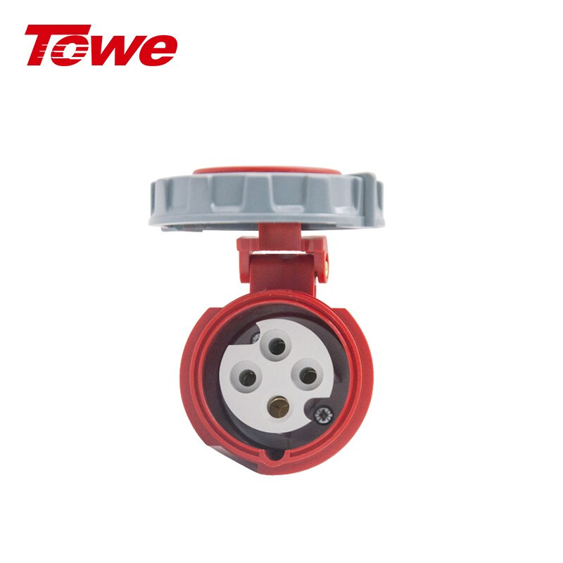 尼龍 3P+E 四芯 16A 380-415V IP67，紅灰，工業連接器，母頭
