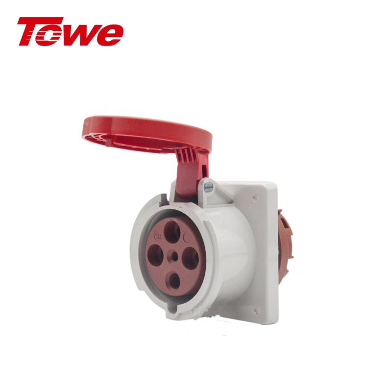 TOWE同為IP44防濺防潑CEE/IEC固定式工業插頭插座 戶外防水電氣63A超大功率暗裝插頭插座 附加裝置插頭插座 4芯3P+E公母對接工業器具插頭插座 IPS-MS463 IPS-MP463 IPS-S463S
